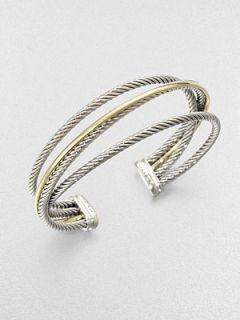 David Yurman   Sterling Silver & 18K Gold Cuff Bracelet    