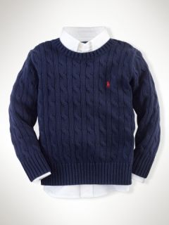 Classic Cable Crewneck   Boys 2 7 Sweaters   RalphLauren