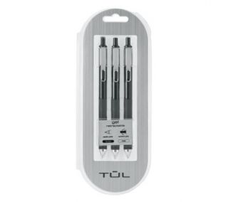 TUL GL3 Gel Pen Retractable Needle Point Fine 0.5mm, Black 3pk