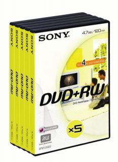 Sony 5DPW120AVD 4x DVD+RW Discs   5 Pack DVD Case  Ebuyer