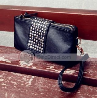 Wholesale Rhinestone Decor PU Zippers Women Evening Handbag 