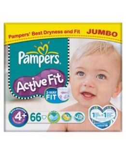 Pampers Active Fit Nappies Size 4+ Jumbo Box   66 Nappies 7541651