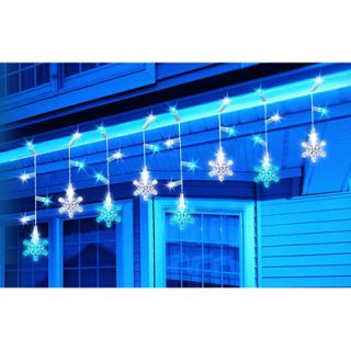 LED Color Changing Snowflake Icicle Light Set   30 Blue and White 
