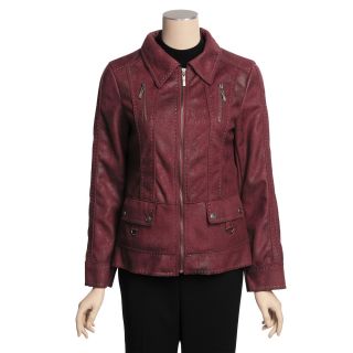 MontanaCo Faux Shearling Jacket   Pick Stitching, Zip Front (For Women 