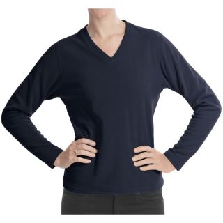 Fleece V Neck Shirt   Long Sleeve (For Women)   Save 40% 