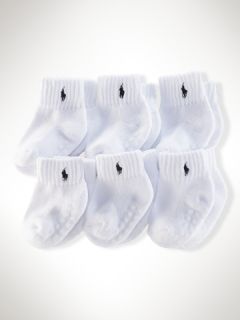 Gripper Quarter Sock 6 Pack   Infant Boys Accessories   RalphLauren 