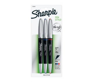 Sharpie Pen Retractable Grip Fine Point Pens, 3 Fashion Colored Ink 