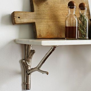 Marble Shelf + Silver Branch Brackets