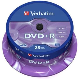 Verbatim 43500 16x Blank DVD+R Discs   25 Pack Spindle  Ebuyer