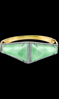 Irene Neuwirth Mint Chrysoprase & Diamond Pavé Hinge Bangle Bracelet 