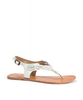White (White) White Plaited Leather Sandals  242359710  New Look