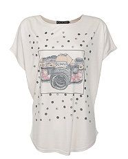 Cream (Cream) Mela Cream Camera Print T Shirt  267963513  New Look