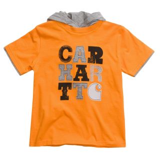 Carhartt Hooded T Shirt   Short Sleeve (For Boys) in Orange Tide