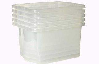 Clear Plastic Storage Boxes   5 Pack from Homebase.co.uk 