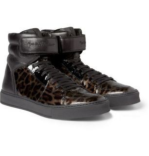 Yves Saint Laurent Leopard Print Patent Leather High Top Sneakers  MR 