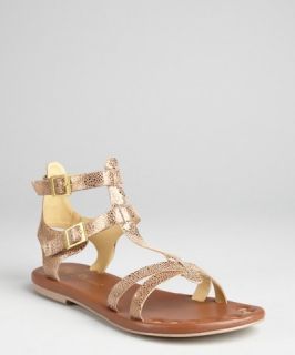 Matt Bernson bronze crackled leather Gladiator sandals