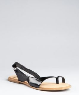 Diane Von Furstenberg  black patent leather Kaiti flat sandals 