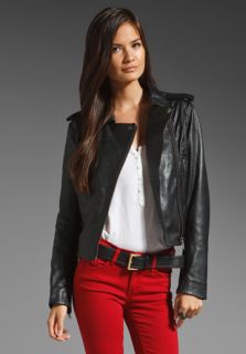 DIESEL L Marlene Treated Leather Jacket in Black  