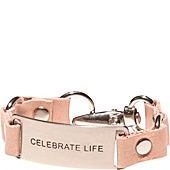 Cynthia H Designs Message Bracelet   Blush Leather/celebrate Life