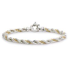 Rope Chain Bracelet in Sterling Silver and 18k Gold