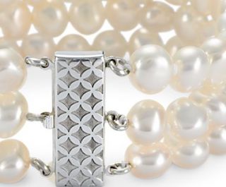 Three Strand Baroque Pearl Bracelet with Sterling Silver  Blue Nile