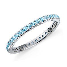 Blue Topaz Eternity Ring in 18k White Gold