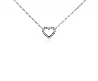Mini Heart Diamond Pendant in 14k White Gold  Blue Nile