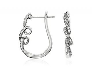 Mini Twist Hoop Diamond Earrings in 14k White Gold (1/5 ct. tw 