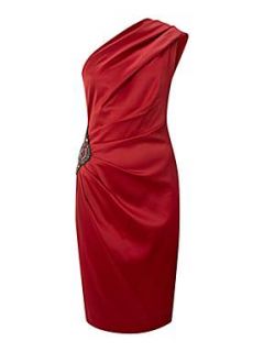 Untold One shoulder ruched dress Red   