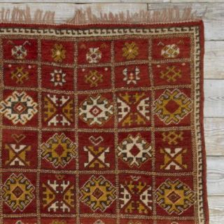 Found Moroccan Rug   Red Grid