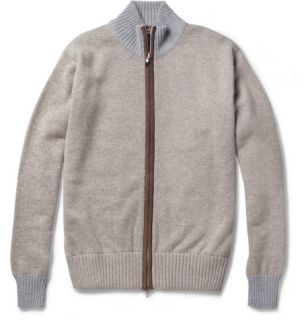  Clothing  Knitwear  Zip throughs  Suede Trimmed 