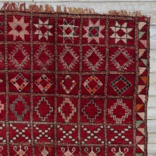 Found Moroccan Rug   Red Squares