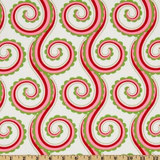 Michael Miller Christmas Large Curly Swirl Santa Red   Discount 