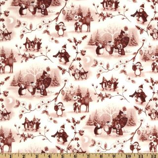 One Frosty Christmas Fun White/Wine   Discount Designer Fabric 
