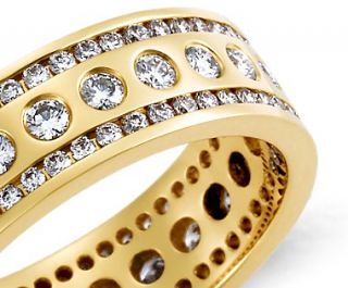 Aurora Diamond Eternity Ring in 18k Yellow Gold (1 ct. tw.)  Blue 
