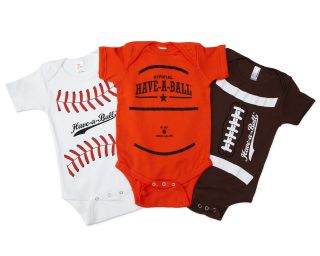 HAVE A BALL BABYSUITS  Baseball & Football Baby Clothes 