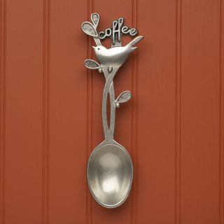 pewter bird coffee scoop with hook by berry red   