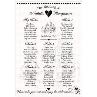 Gorgeous large wedding seating/table plans help your guests find their 