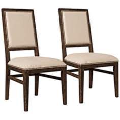 Set of 2 Dexter Rustic Java Acacia Wood Dining Chairs