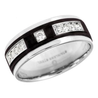 Mens 1/4 CT. T.W. Diamond Wedding Band in Two Tone Stainless Steel 