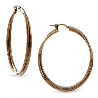 Chocolate Sterling Silver Large Twisted Tube Hoop Earrings   Clearance 