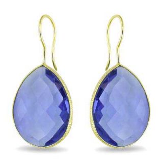 Valenza Pear Shaped Lab Created Iolite Drop Earrings in Sterling 