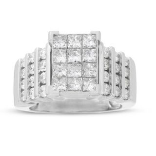 CTW. Diamond Rectangular Quad Engagement Ring in 14K White Gold 