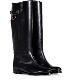 Ralph Lauren Collection Black Burnished Calfskin Sachi Boots  Damen 