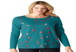 Plus Size Tee, holiday lights pattern  Plus Size Long Sleeve  Woman 