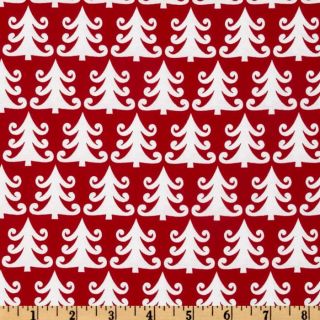Michael Miller Nordic Holiday Tree Farm Red   Discount Designer Fabric 