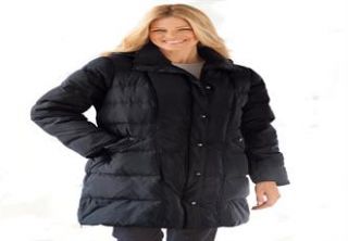 Plus Size Jacket, down with panel quilting and snap on hood  Plus 