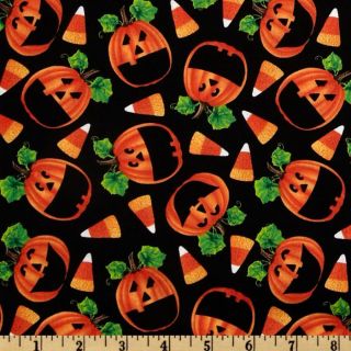 Witchy Poo Jack O Lanterns Black   Discount Designer Fabric   Fabric 