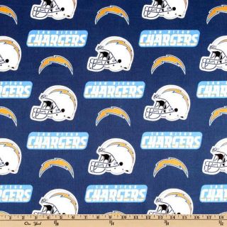 NFL Cotton Broadcloth San Diego Chargers Blue/White/Yellow   Discount 