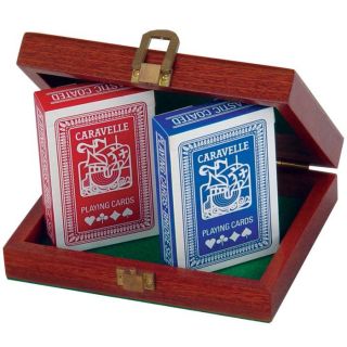 Twin Pack Playing Cards in Mahogany Case at Brookstone—Buy Now